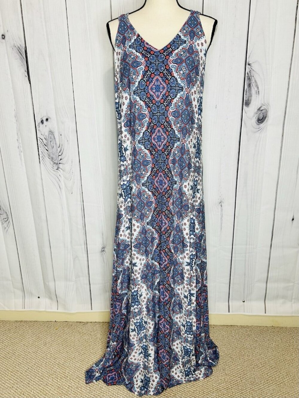 Artisan NY Racerback Knit Maxi Dress Women's Size L Multicolor Floral
